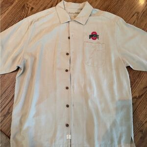 Tommy Bahama Ohio State Tan Casual Button Down Shirt Excellent Condition